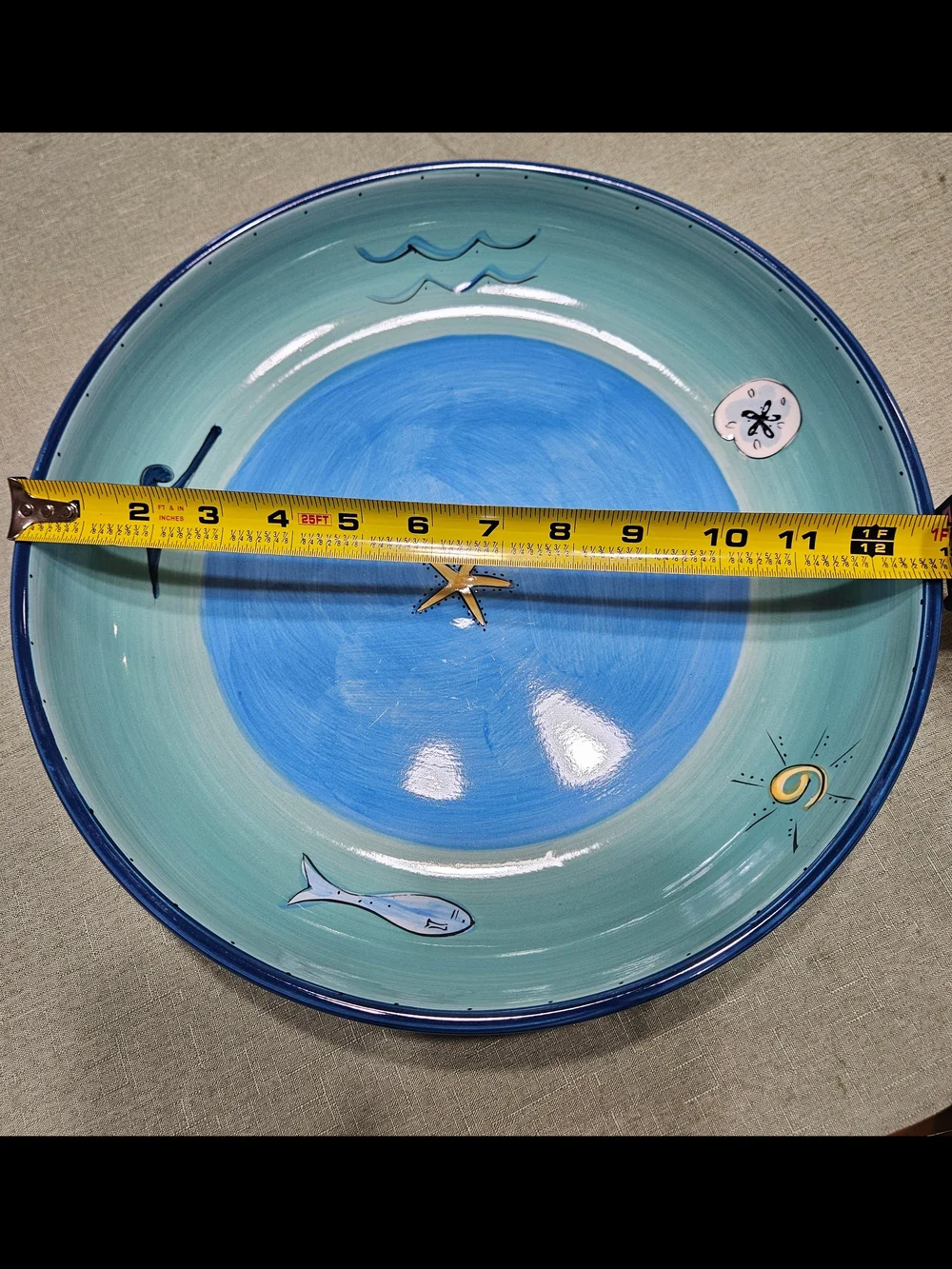 Large Sea Life Ceramic Pasta Serving Bowl